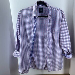 Tailorbyrd Collection Men's Button Down Long Sleeve Shirt Pink and Blue Size S